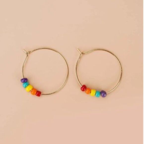 5/$25 Gay Pride LGBTQI Hoop Beaded Earrings - Picture 4 of 7